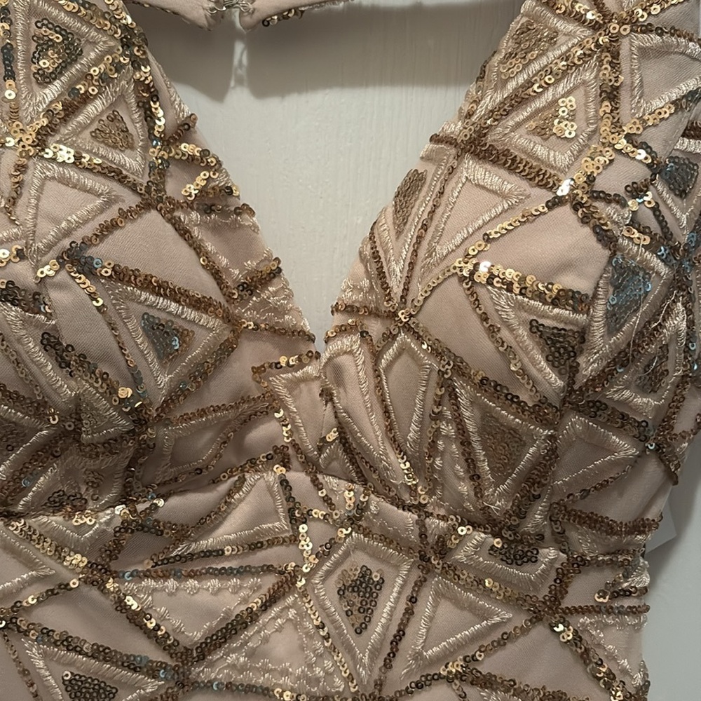 Morgan & Co. Beige Geometric Gown - Picture 8 of 12